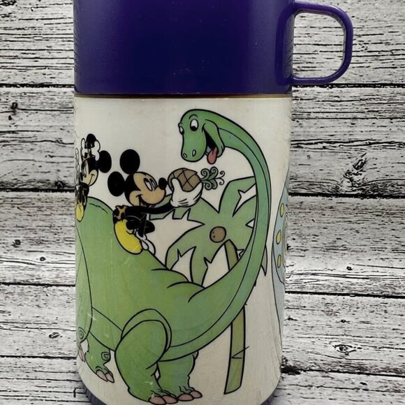 Vintage Caveman Mickey Mouse & Minnie Mouse Dinosaur Aladdin Thermos​​​ - Picture 2 of 10